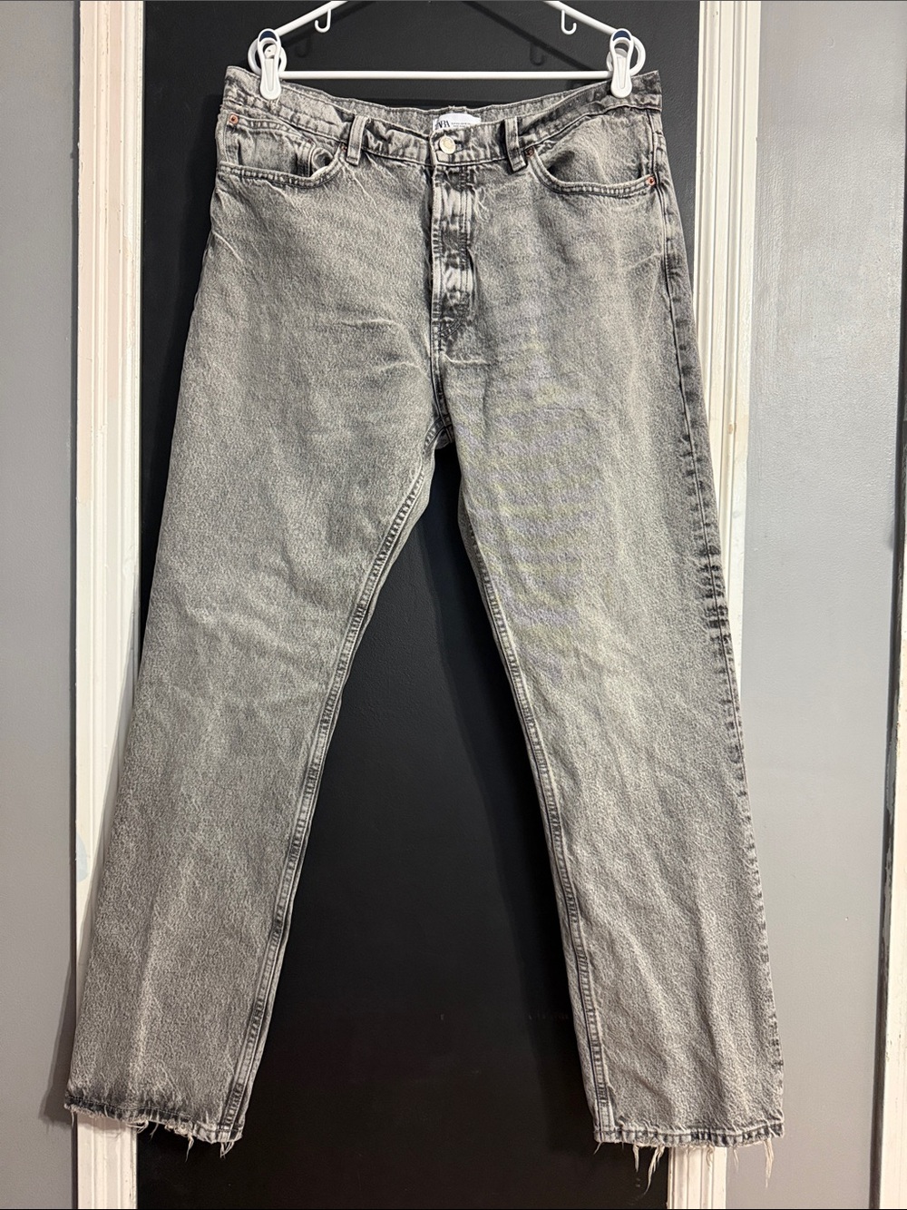 ZARA Button Fly High Rise Straight Leg Jeans Size: 12 Inseam: 32”